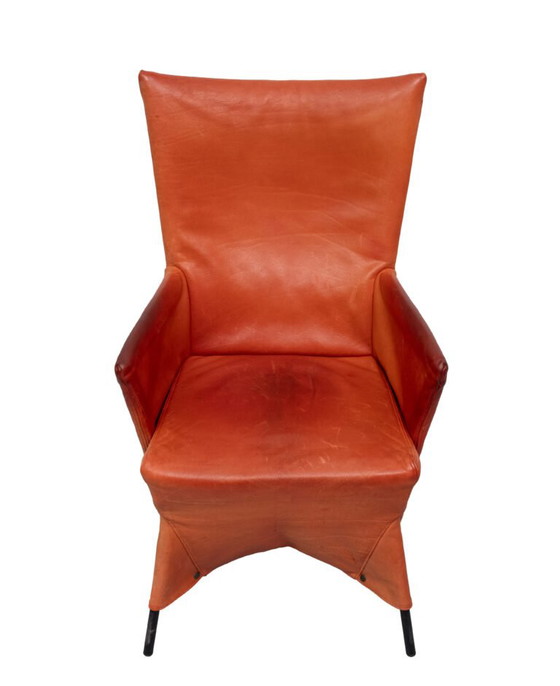 Gerard van der Berg fauteuil met oranje leren rok, jaren 80 – Leather, Dutch Design Style (photo 26 of 40)