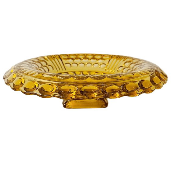 Image 1 of Antique amber glass fruit bowl by August Walther & Sons 1890s