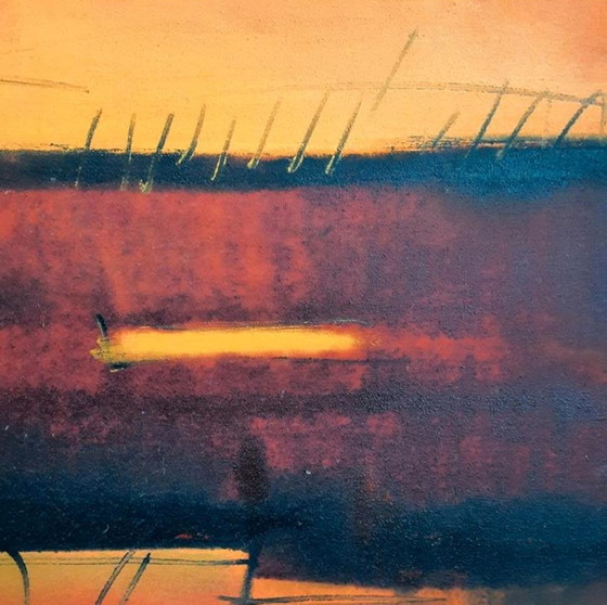 Image 1 of Dário Bosa abstract 2 Luik (arancione/rosso) firmato / tela (artista brasiliano)