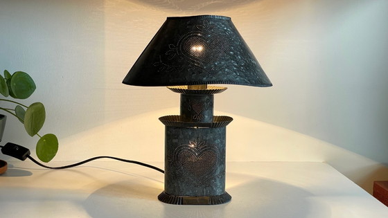 Image 1 of Vintage Zinc Heart Lamp