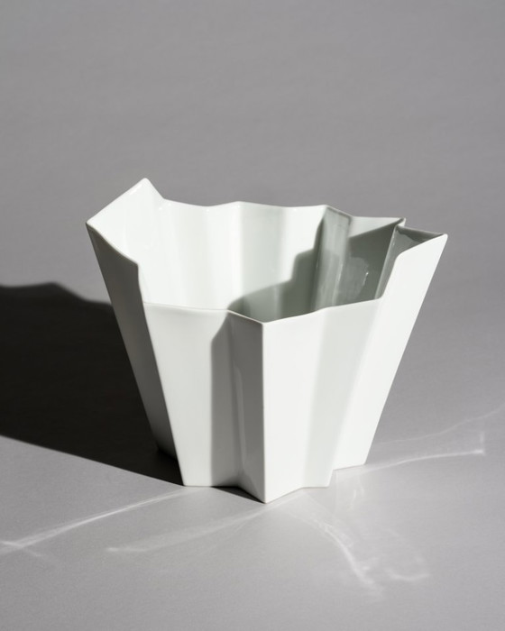 Image 1 of XL Hutschenreuther “Archais” Sculptural Glossy Porcelain Vase Heinrich Fuchs