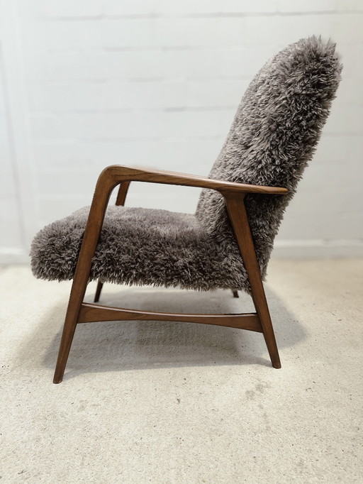 Danish design armchair in teddy upholstery
