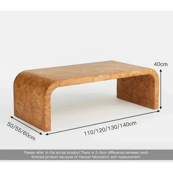 Table basse Hulmara en bois de ronce, 120 x 55 cm, Tables basses, Marron, Vintage (photo 4 sur 5)