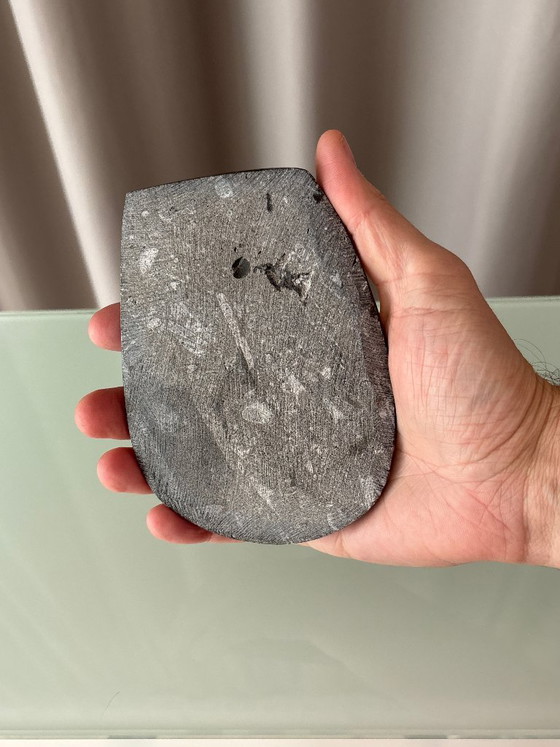 Vintage Black Orthoceras Fossil Stone Dish, Polished Natural Stone, Bowls, Marble (photo 7 of 7)