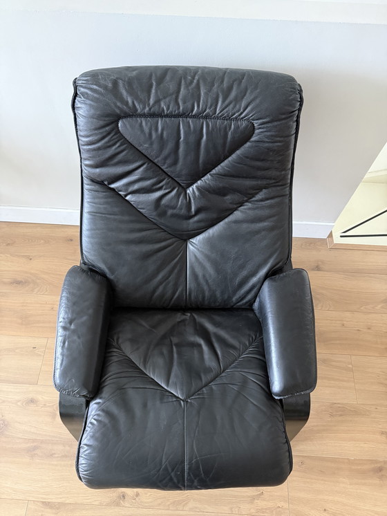 Image 1 of Skoghaug Industries leren relaxfauteuil uit de jaren 70/80.