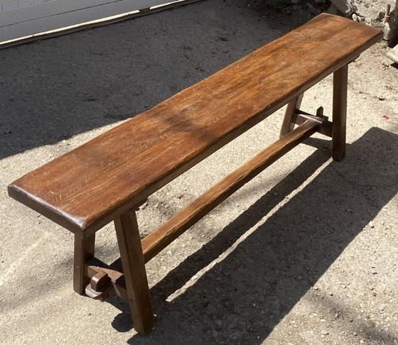 Image 1 of Panca da fattoria in rovere massello, 140 cm, per un tavolo rustico da fattoria anni '50