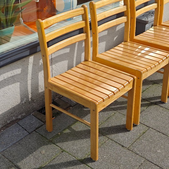 Image 1 of Set of 4 vintage beech wood dining chairs