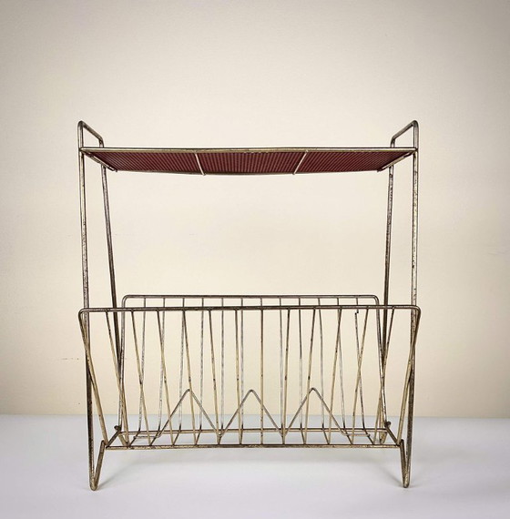 Image 1 of Portagiornali vintage anni '60 - Metallo oro e rosso
