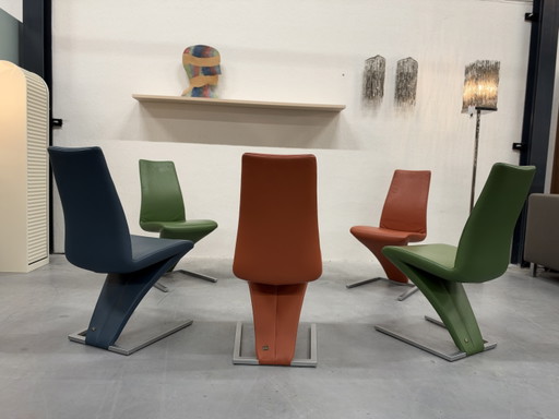 6 Rolf Benz 7800 Chaises de salle à manger vert Orange Bleu