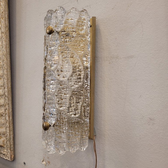 Image 1 of Pareja de apliques, cristal y latón dorado, Carl Fagerlund para Orrefors, 70's - Suecia