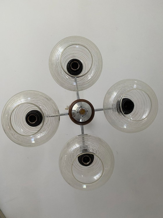 Lampadario vintage EMI Poljčane Sputnik, Jugoslavia, anni '70 – Chrome, Glass (photo 8 of 14)
