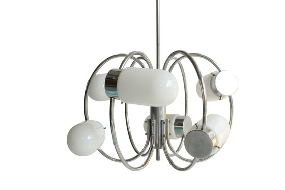 Image 1 of Lampada a sospensione in stile Space Age cromata, anni '70