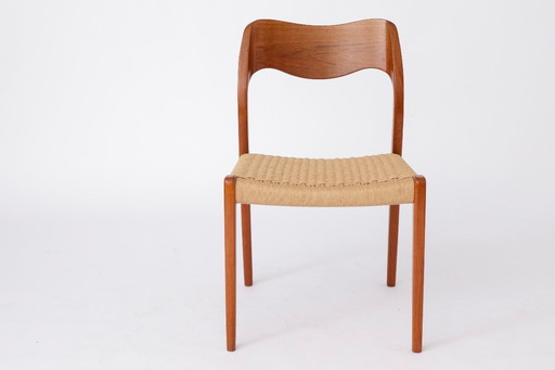 Niels Otto Møller Model 71 Chair (With Repair) in Teak with New Danish Cord, Danish Mid-Century Dining Chair, Denmark 1950s