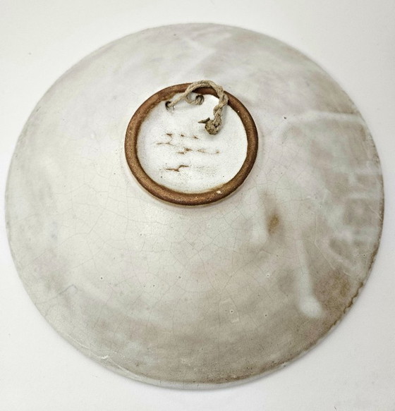 Image 1 of RARE! Vintage brutalist rough glazed mid-century wall plate. Made by Zsuzsa GYÖRGYEY (1931-2006)