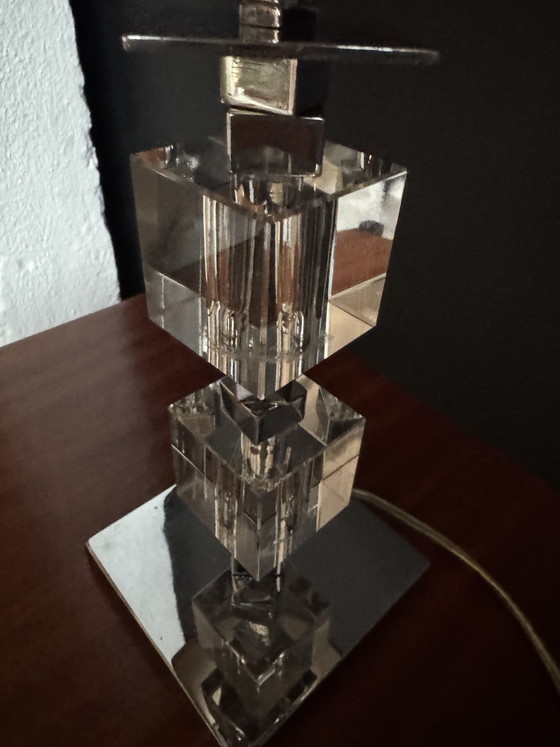 Image 1 of Art Deco lamp in chrome and crystal