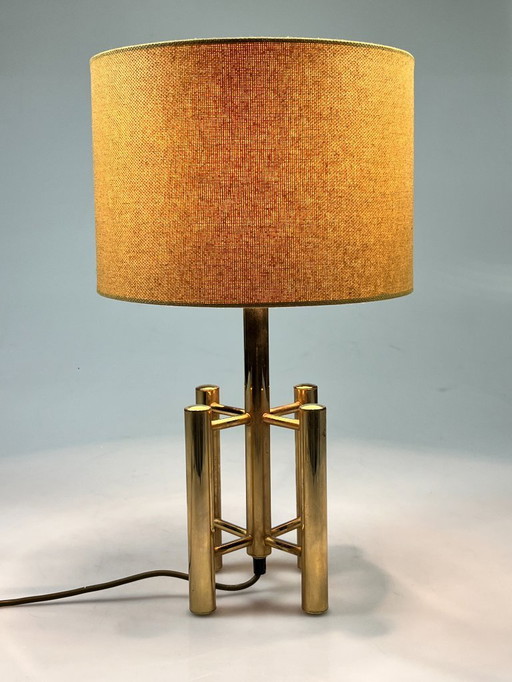 Vintage table lamp, brass base, Belgium 1970s