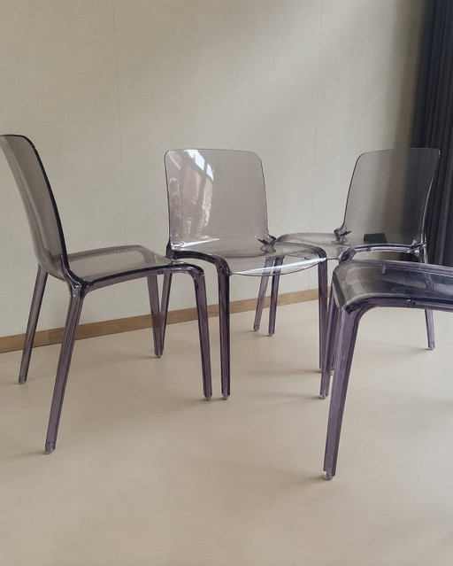 Set of 4 lilac plexiglass Casprini chairs, model Tiffany