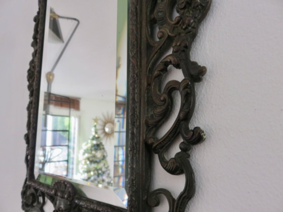 Image 1 of Espejo de hierro fundido que representa a Baco, dios del vino, Francia, década de 1920-1930