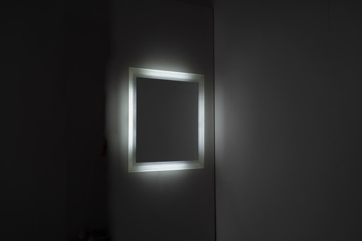 Vintage square glass mirror, Italy 1970s.