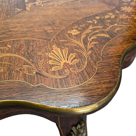 Image 1 of Antigua mesa francesa estilo Luis XV con cajón, finales del siglo XIX