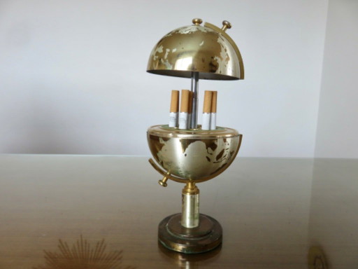 Globe, brass cigarette dispenser, 60s/70s