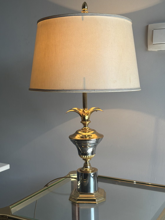 Image 1 of Vintage Massive Hollywood Regency Palm Tree Table Lamp – 1970s Brass