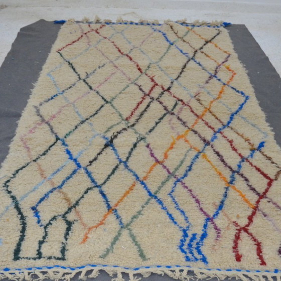 Image 1 of Luxury Beni Mrirt Rug – Multicolor Diamond Pattern Thick Wool Handwoven (269 × 132 cm)