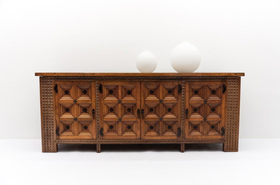 Image 1 of Large Solid Brutalist Rustic 3D Sideboard, 1960s