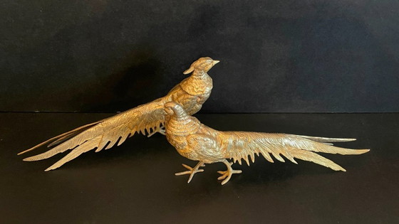 Image 1 of Pair of pheasants Maison Forrest * Hollywood Regency * Vintage 80s