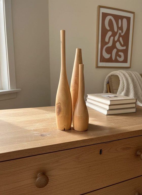 Image 1 of Set of 3 handmade solid wood vases – Leonardo Bueno