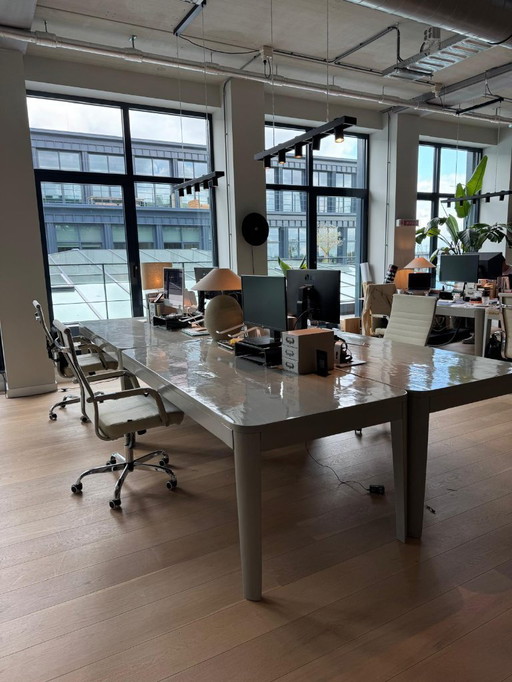 Grey lacquer desk / dining table (8 available)