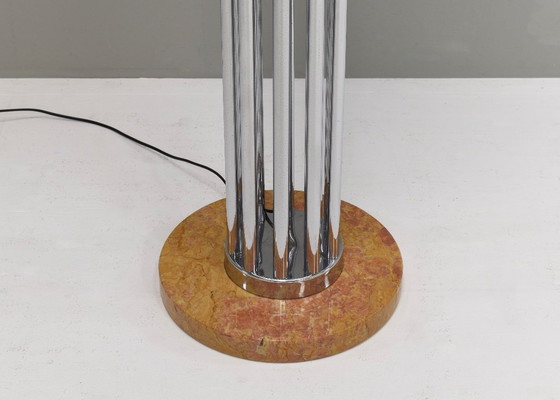 Image 1 of Goffredo Reggiani Lámpara de pie en cristal de Murano, mármol y cromo - Italia, 1970s