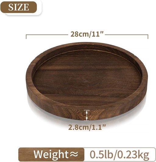 Hanobe Round Wood Tray Candle: Rustic Decorative Candle Holder Wooden