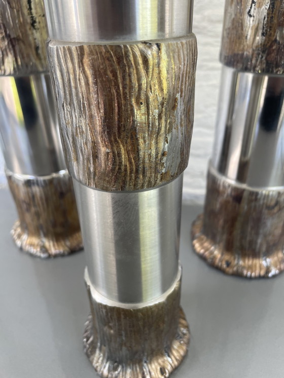 Image 1 of Satz von 3 brutalistischen Metallen aus Duitsland aus den Jahren 60/70