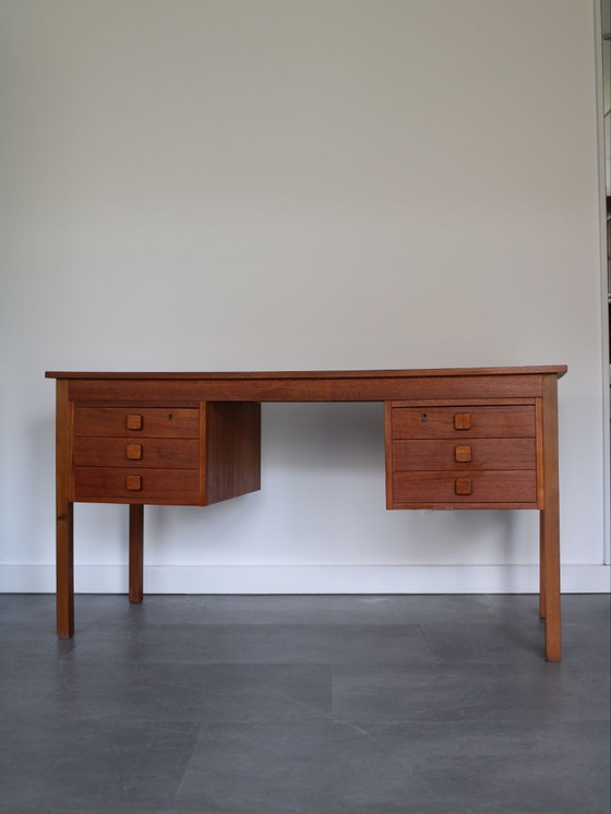 Vintage Danish Desk in Teak by Domino Møbler – Wood (photo 3 of 7)