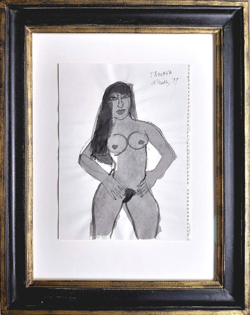 Corneille - Tamaya, mixed media on paper (beautifully framed)