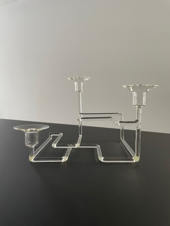 Image 1 of Artistieke glazen kandelaar – sculpturaal geometrisch ontwerp