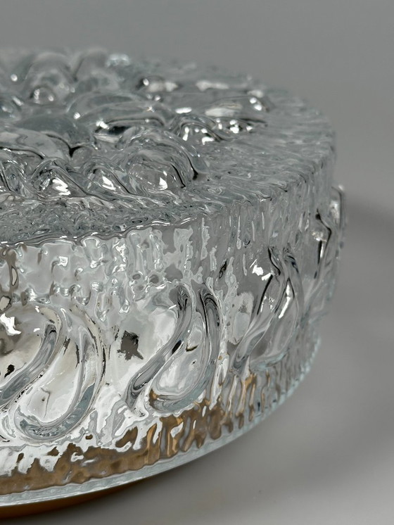 Image 1 of 60er 70er Jahre Deckenlampe Plafoniere Flush Mount Glas Metall Space Age Design