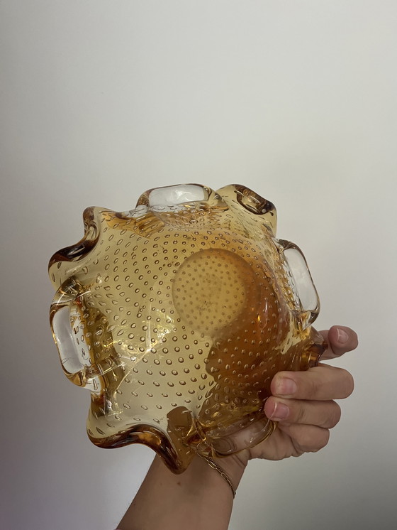 Image 1 of Vintage Murano Amber Geel Honey Asbak