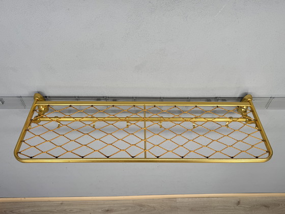 Image 1 of Vintage metalen wandkapstok met touw