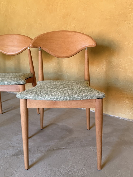 Ensemble de 4 chaises de style danois Mid-Century – Chaises de salle à manger, Textile, Wood (photo 3 of 6)