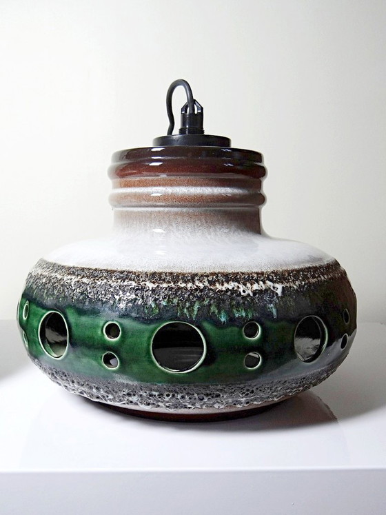 Paar Große Herda Emaillierte Keramik Pendelleuchten, 1970er Jahre – Ceramic (photo 5 of 13)