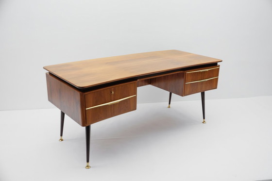 Image 1 of Grande scrivania con dettagli in ottone, Germania anni '50
