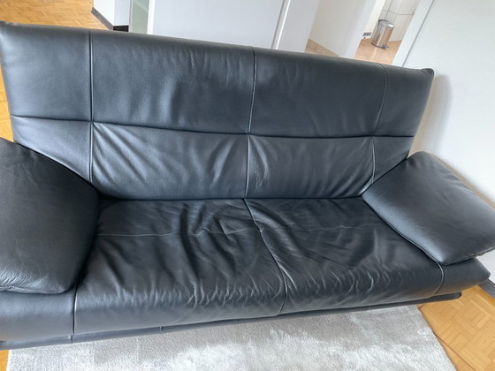 Rolf Benz BMP 418 Torino Lounge Set - Pelle Nera (Divano 3 posti, Poltrona & Pouf) – Sofà, Leather (photo 6 of 6)