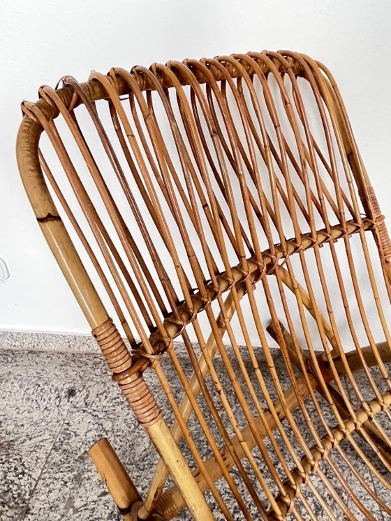 Sedia a dondolo vintage in bambù massiccio di Franco Albini per veranda o terrazzo, Italia, Mid Century, Boho (photo 7 of 15)