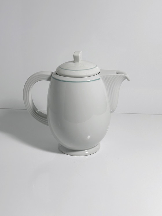 Image 1 of 1980 Art Deco Revival theepot vintage jaren 80 kan koffiepot theepot porselein wit keramiek