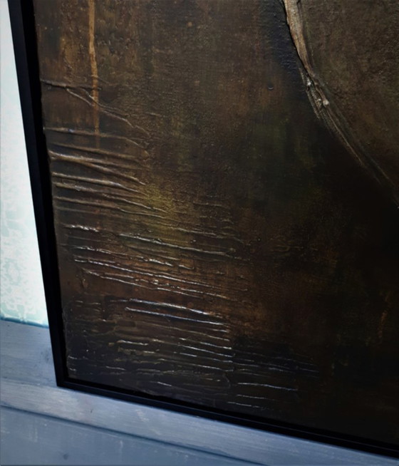 Image 1 of frances eckhardt - pintura figurativa 6 figuras oscuras 90x90 cm enmarcada