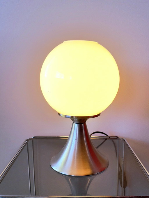 Lampe Space Age en Métal et Opaline 70s