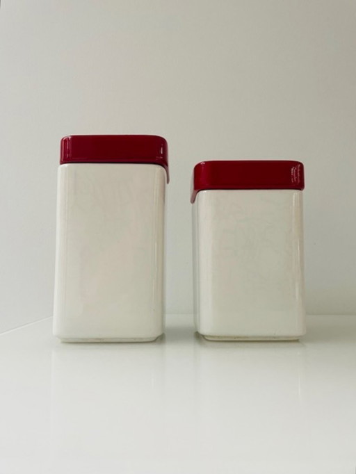 Set van 2 vintage voorraadpotten van Italiaans design