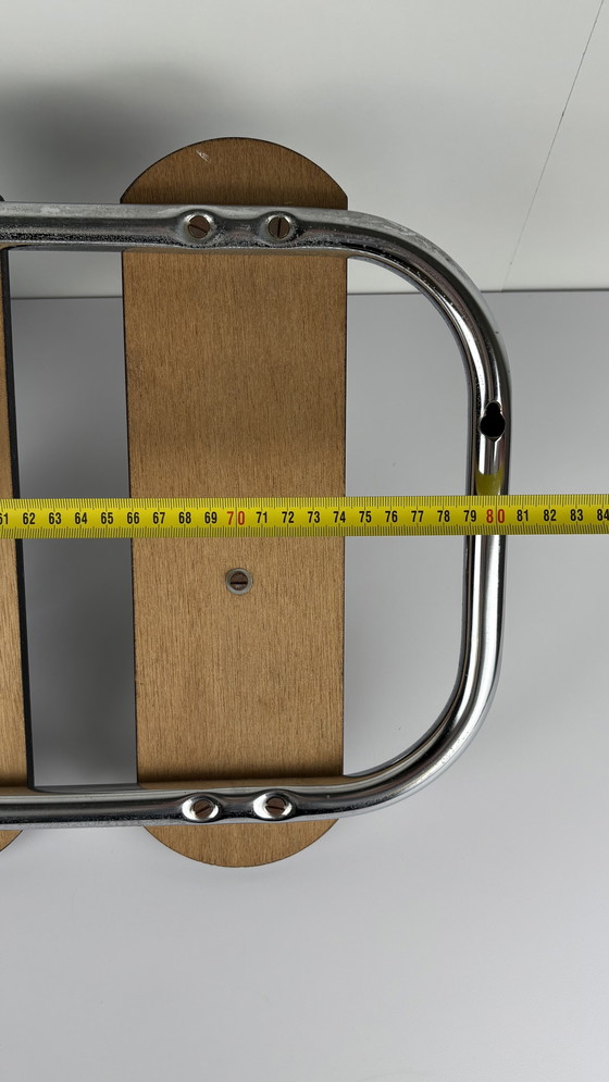 Image 1 of Appendiabiti da parete vintage anni Settanta in legno cromato e sfere argentate